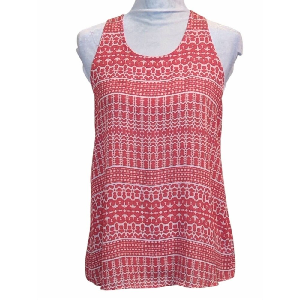 CYNTHIA ROWLEY Halter Back Top Lightweight Semi-Sheer Red-Orange Small